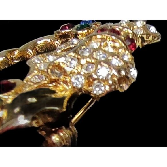 Set Of 4 Christmas Brooches: (1 Merksamer) Wreath & Candy Cane Enamel, Vintage - Picture 6 of 11